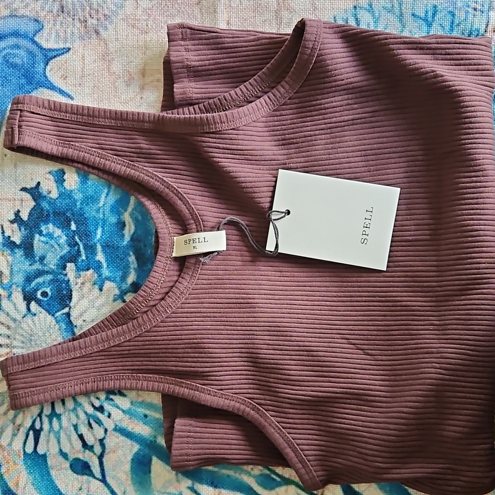 Spell Staples Ribbed Singlet Tank Size XL In Chocolate - Picture 3 of 12
